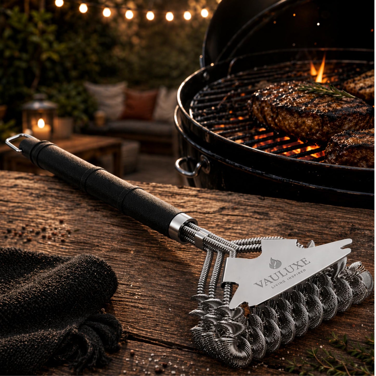 18" Bristle Free Grill Brush and Scraper – BBQ Grill Cleaner Brush with Safe Spiral Spring Head & Stainless Steel Scraper Tool – for Gas, Charcoal, Porcelain and Weber Grill Accessories