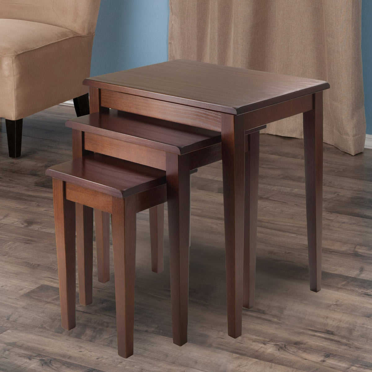Winsome Regalia Nesting Accent Tables, for Living Room, Walnut, Set of 3