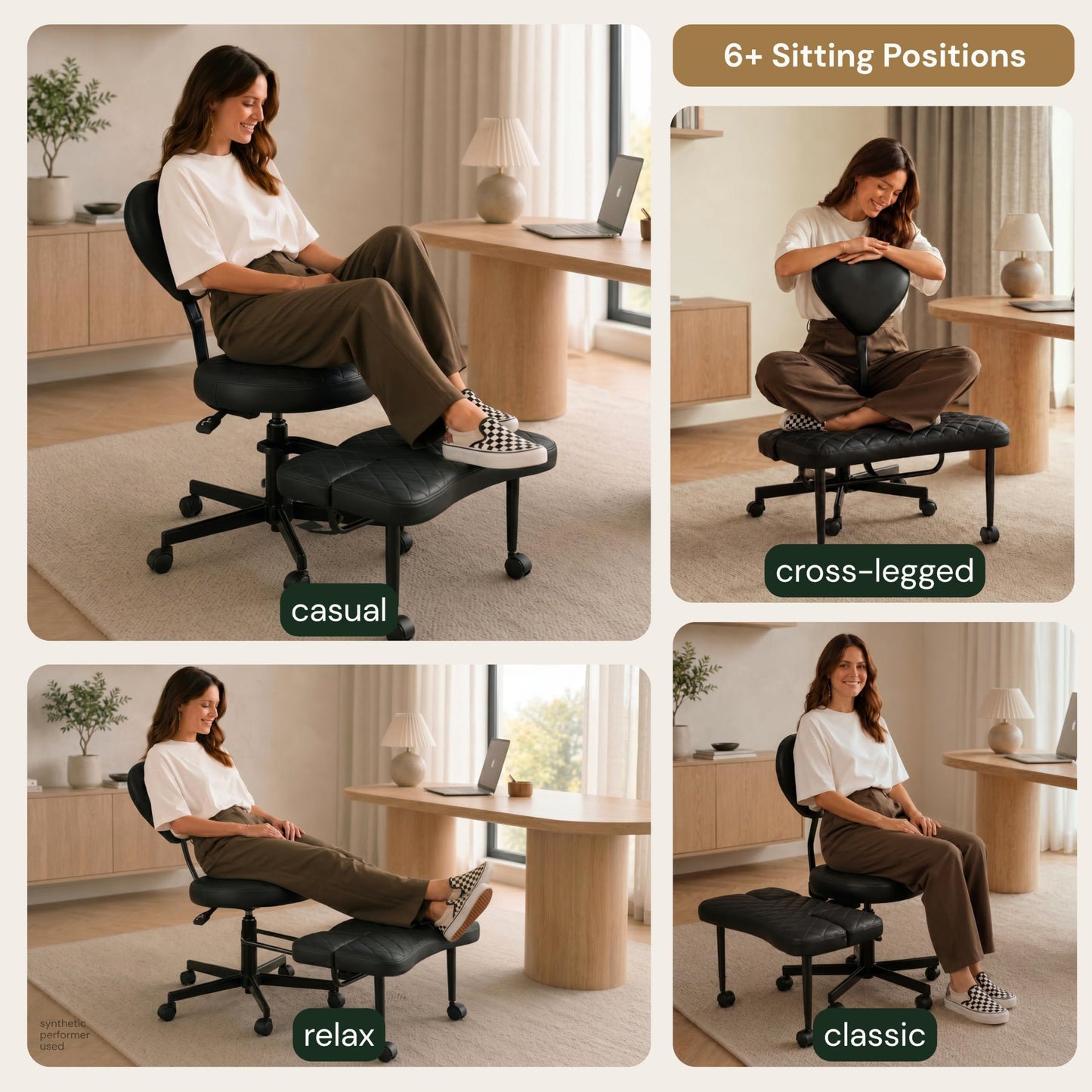 NYPOT Kneeling Chair with Back Support Criss Cross with Foot Rest & Wheels