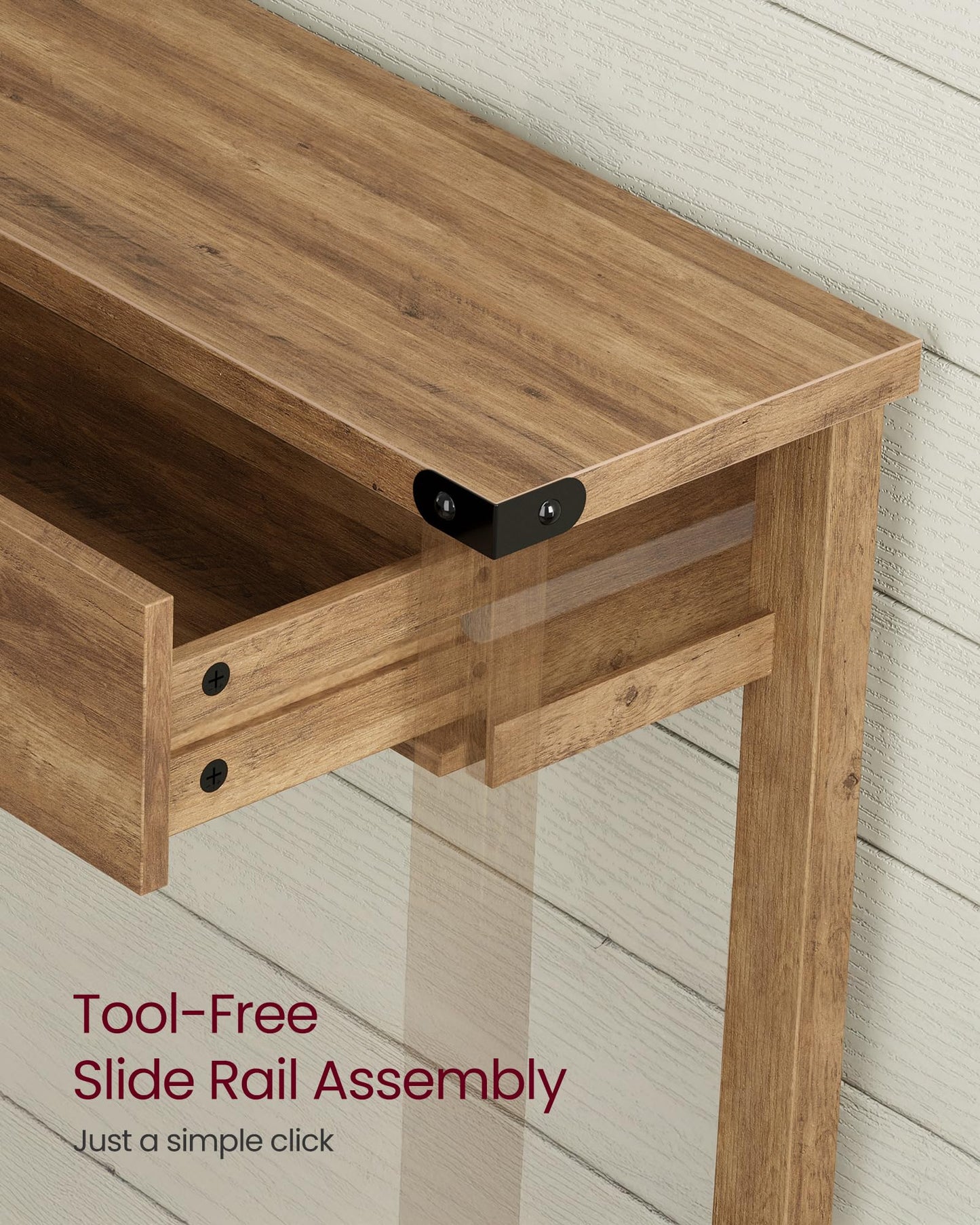 VASAGLE LIRY Collection - Console Sofa Table, Narrow Entryway Table with 3 Drawers, Open Storage Shelf, Metal Corners, for Living Room, Farmhouse Style, Honey Brown ULNT142KB02S