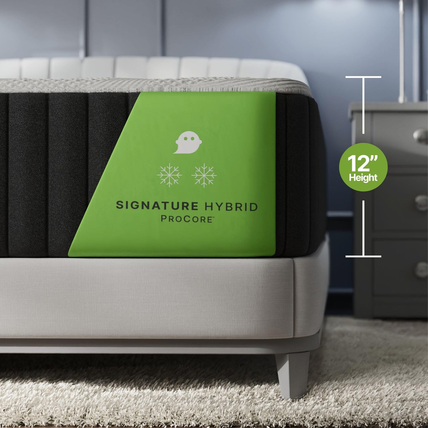 GhostBed Adjustable Base + Signature Hybrid 12” Split King Mattress Bundle – Cooling Memory Foam & Innerspring Hybrid Bundle – Electric Adjustable Bed Frame Power Base with Zero Gravity, Massage
