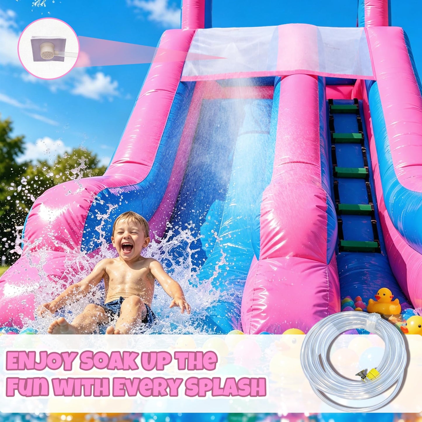 HESMAX 26FT(L) Commercial Water Slide for Adults Kids, 100% PVC Inflatable Water Slide with Pool & 950W Blower for Kids Backyard Outdoor Summer Party - Purple