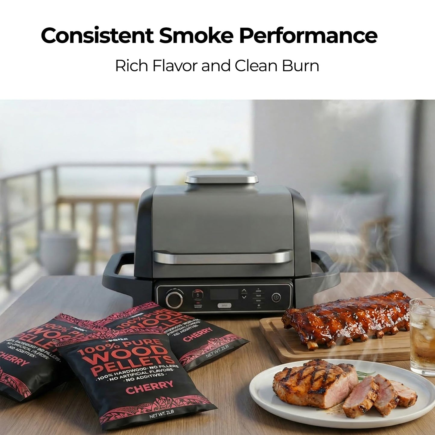 Kona 100% Cherry Smoker Pellets, Intended for Ninja Woodfire Outdoor Grill, 2 lb Resealable Bag
