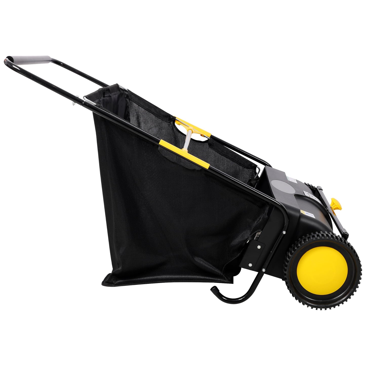 KEIKI 26 Inch Hand Push Lawn Sweeper, Leaf & Grass Collector with Adjustable Brush Height, Pickup Sweeper for Yard Leaf Picker Upper, Large 7 Cu. Ft Hopper Bag Capacity, Easy Assembly, Black