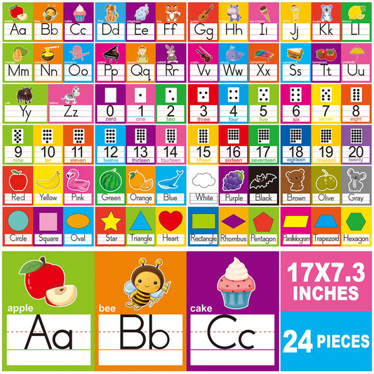 Alphabet Letters ABC Number 0-20 Colors Shapes for Classroom Wall Decor
