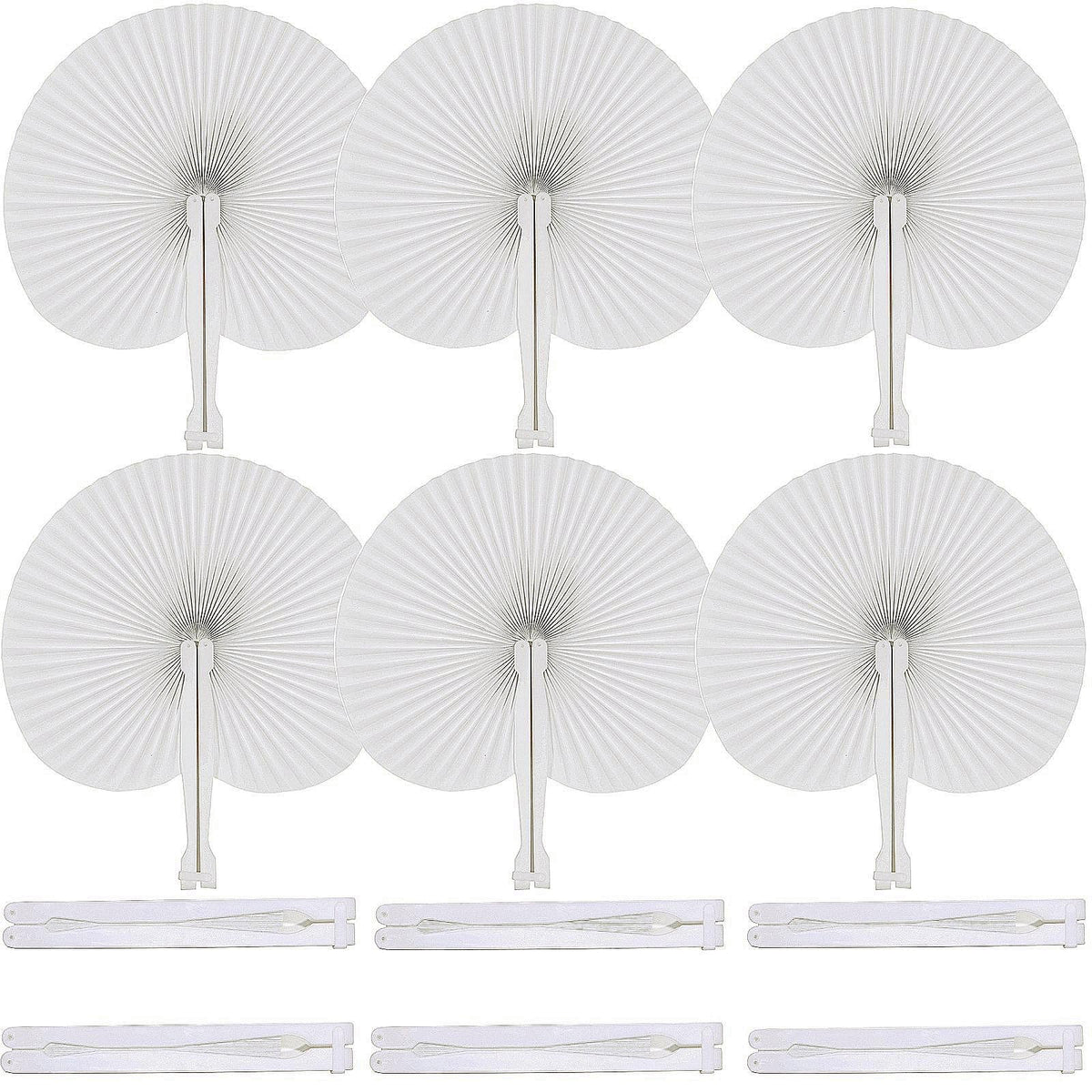 Bestage 60 Pcs White Round Paper Fans