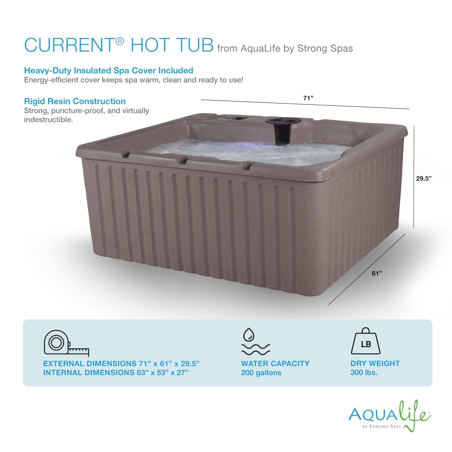 Aqualife Current Outdoor Hot Tub, Free Extras, Fits 4-Adults, Plug and Play Spa, Free Cover Included