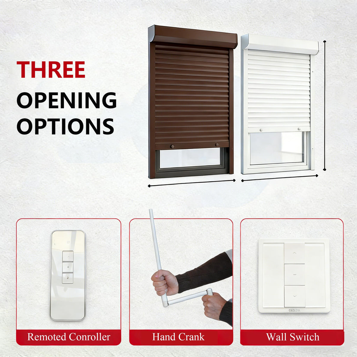 ObegShare Storm Window Protection – Impact Roll Up Shutters for Homes, Patio, Counter, Metal Perforated Defense Panels (Brown)