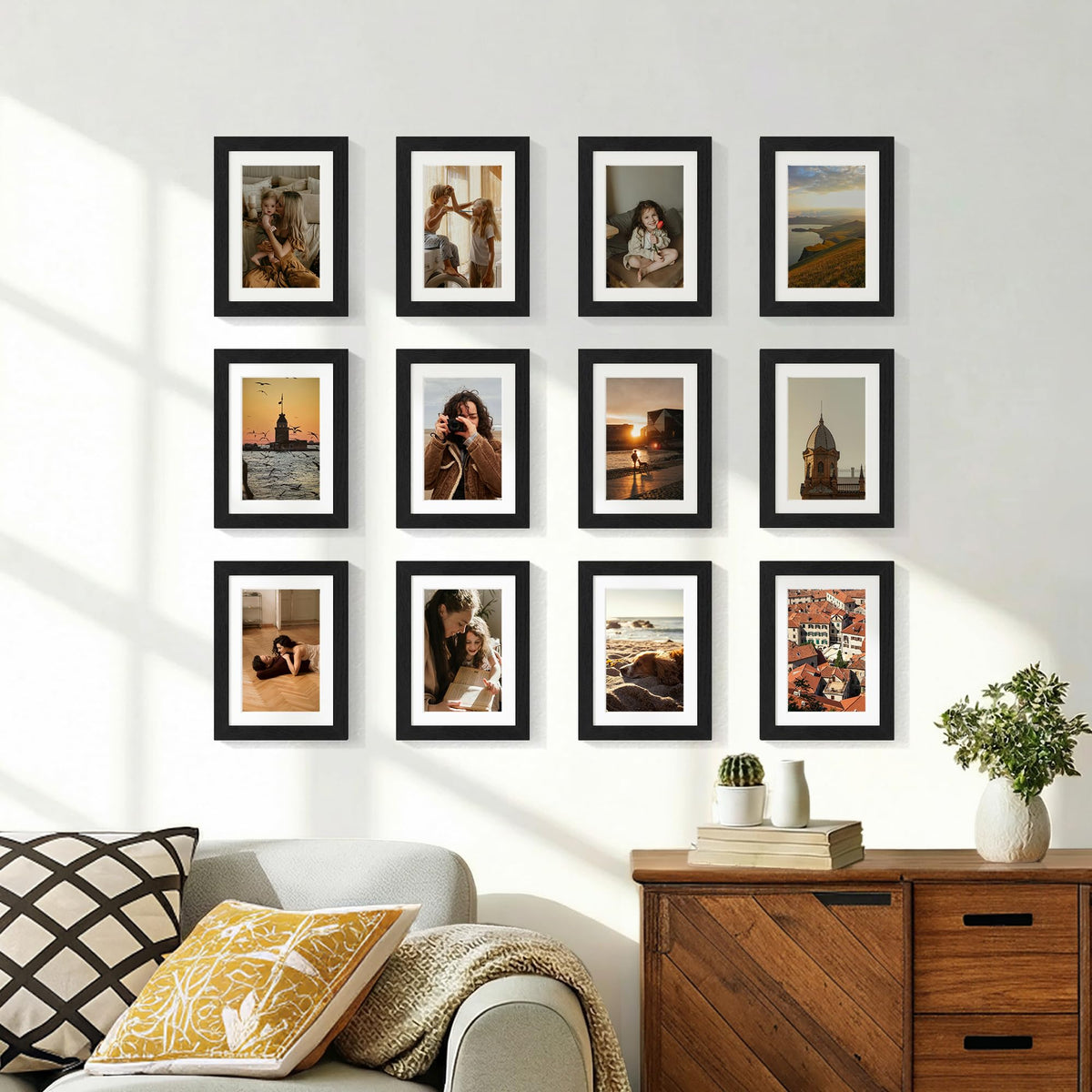 Vittanly 5x7 Picture Frame Set of 12 for Wall or Tabletop Display, Black