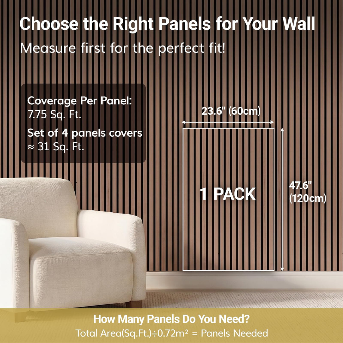 TONOR Wood Wall Panels for Interior Wall Decor-4 Pack 47.2" x 23.6"