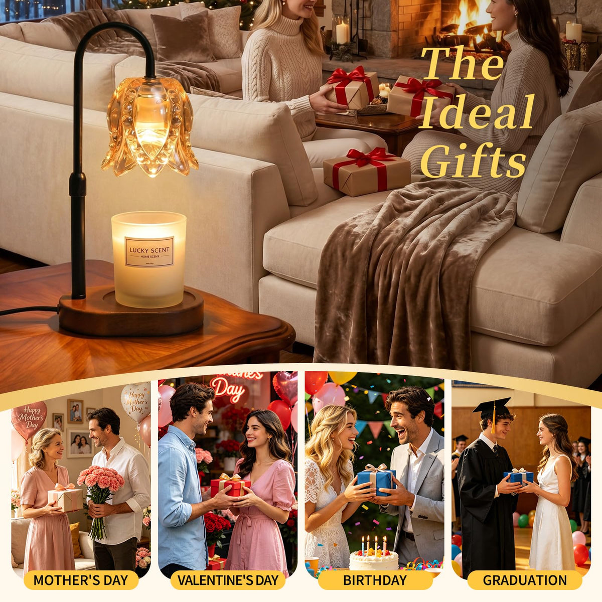 Zackoo Candle Warmer Lamp with Timer, Dimmable, Height-Adjustable
