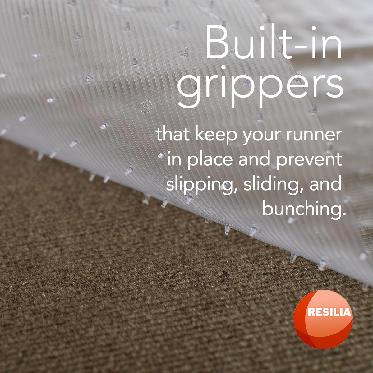 RESILIA Low-Pile Carpet Runner - Non Slip Carpet & Rug Protection, Washable Clear Vinyl Floor Runners, 27 Inches Wide x 6 Feet Long, Made in The USA