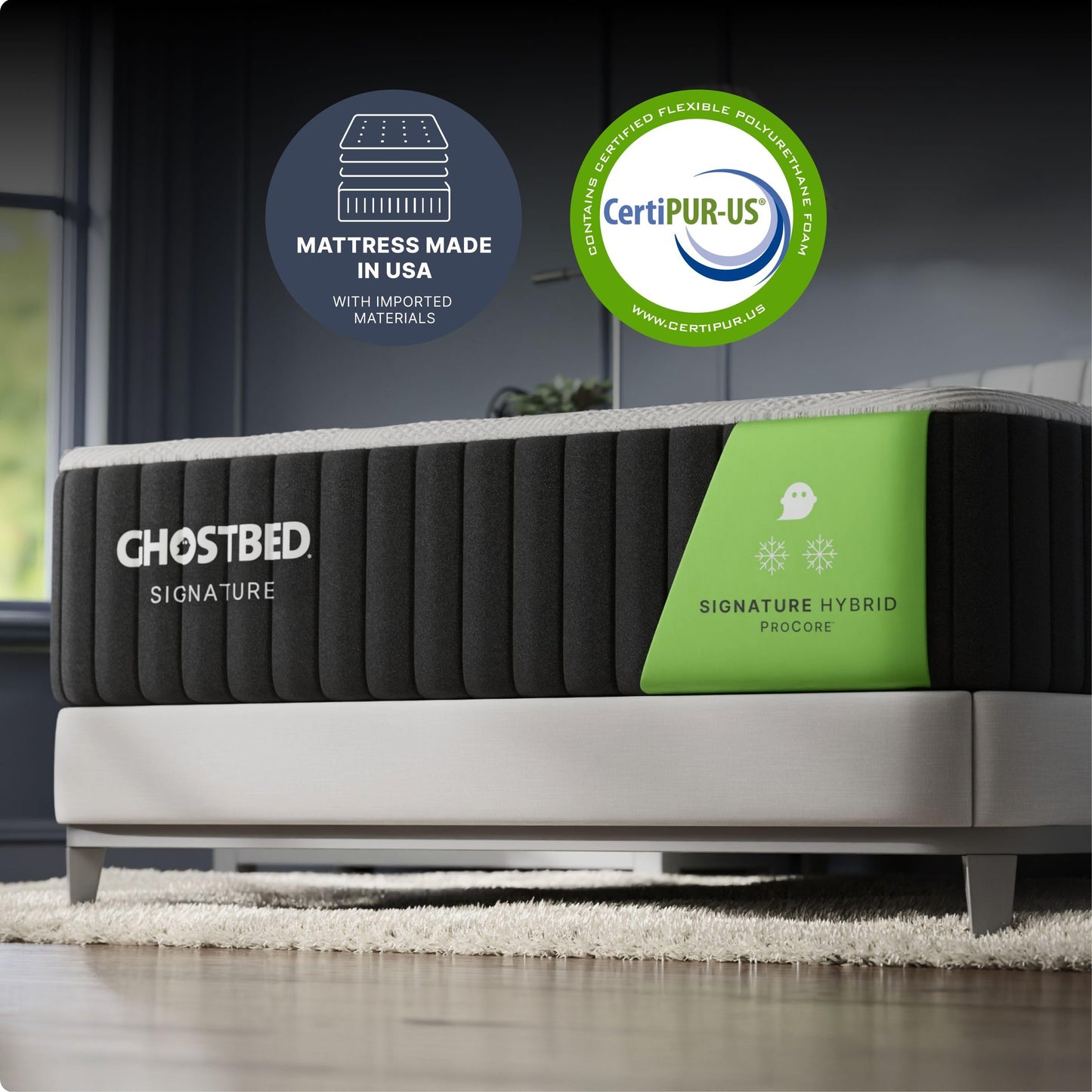 GhostBed Adjustable Base + Signature Hybrid 12” Split King Mattress Bundle – Cooling Memory Foam & Innerspring Hybrid Bundle – Electric Adjustable Bed Frame Power Base with Zero Gravity, Massage