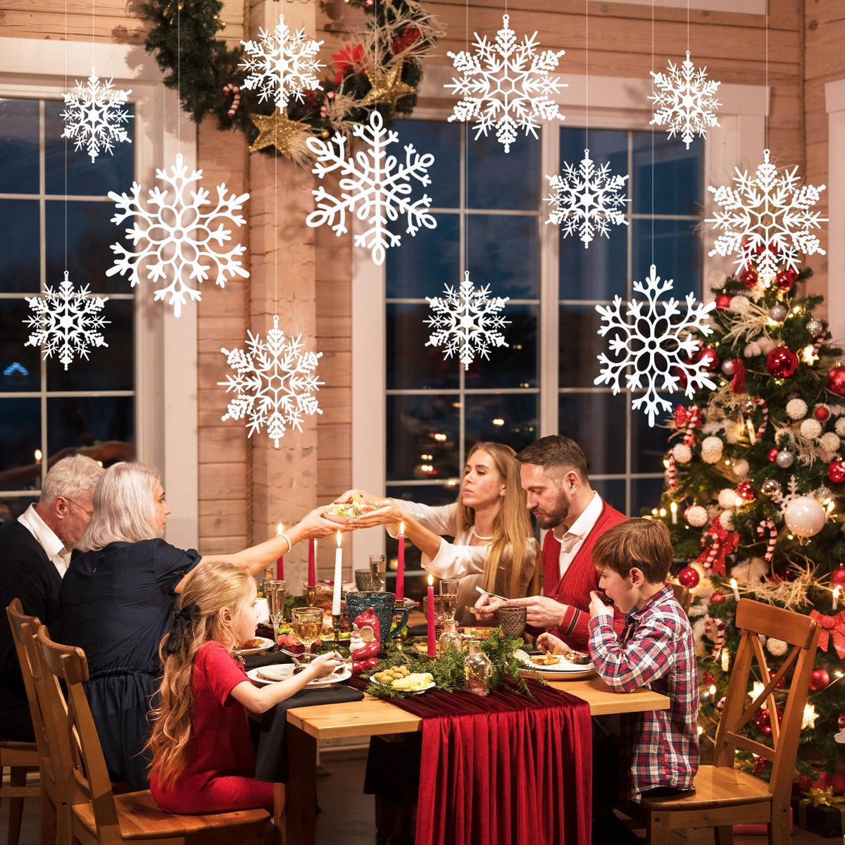 kockuu Large Christmas Hanging Snowflakes Decorations Outdoor for Tree