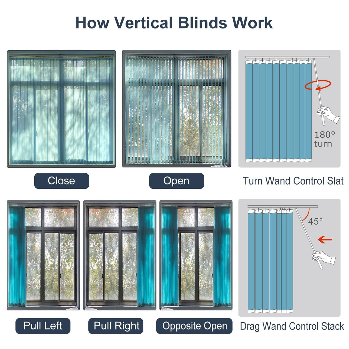 Cordless Fabric Vertical Window Blinds, Sliding Door Blinds & Shades, Privacy Window Shades, Vertical Blinds for Doors, Sliding Blinds, Khaki