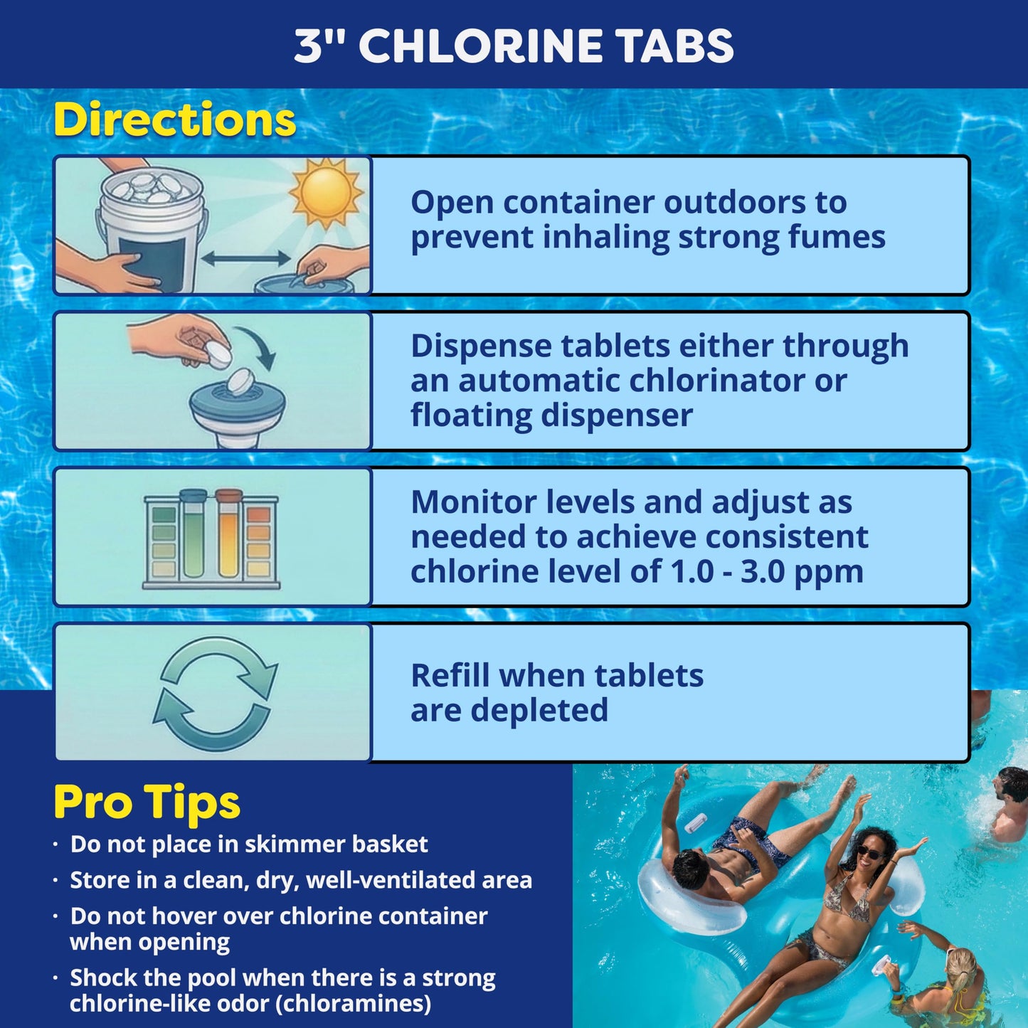 In The Swim 3 Inch Stabilized Chlorine Tablets for Sanitizing Swimming Pools - Individually Wrapped, Slow Dissolving - 90% Available Chlorine - Tri-Chlor - 50 Pounds