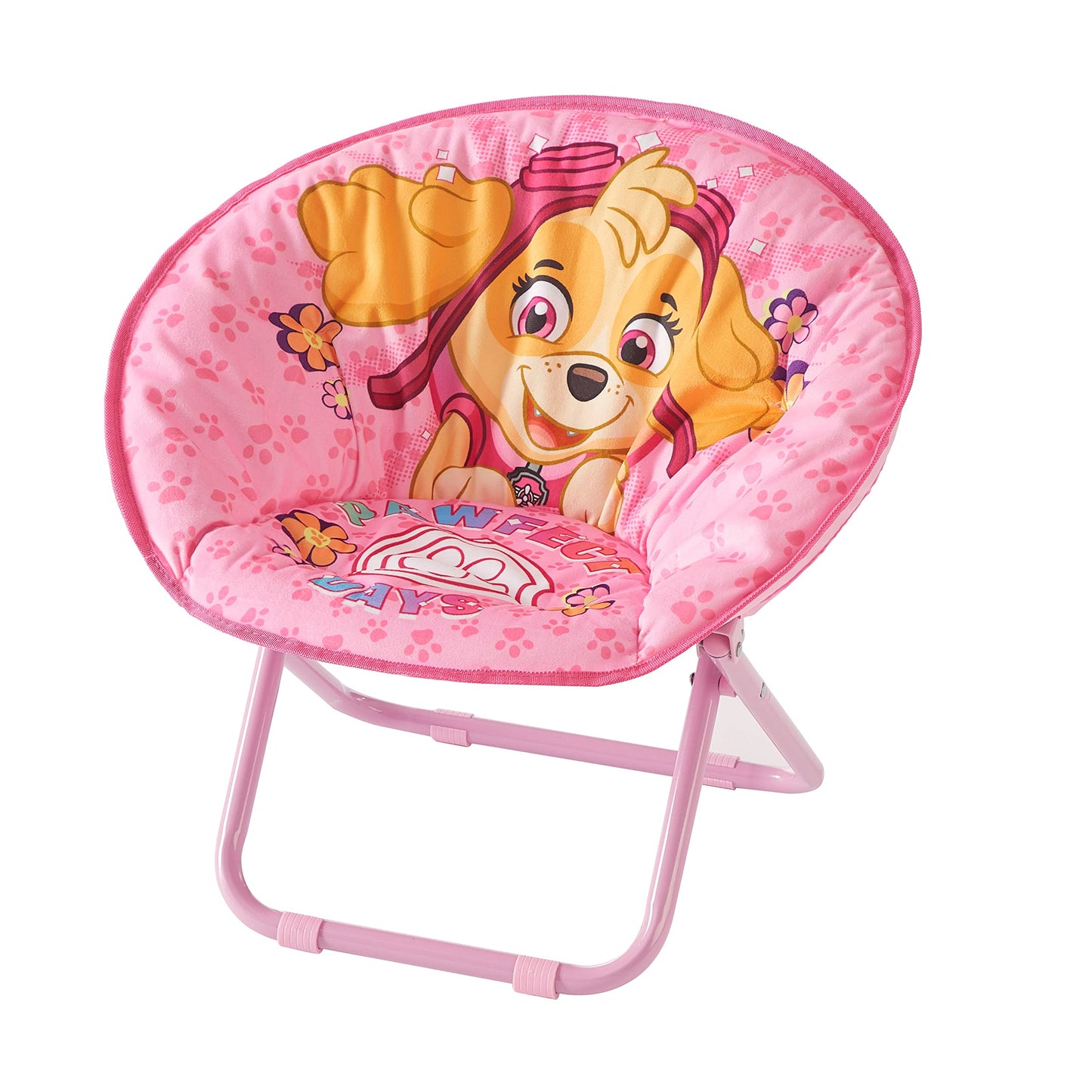 Paw Patrol Skye Toddler 19” Folding Saucer™ Chair with Pink Metal Frame, Ages 3+
