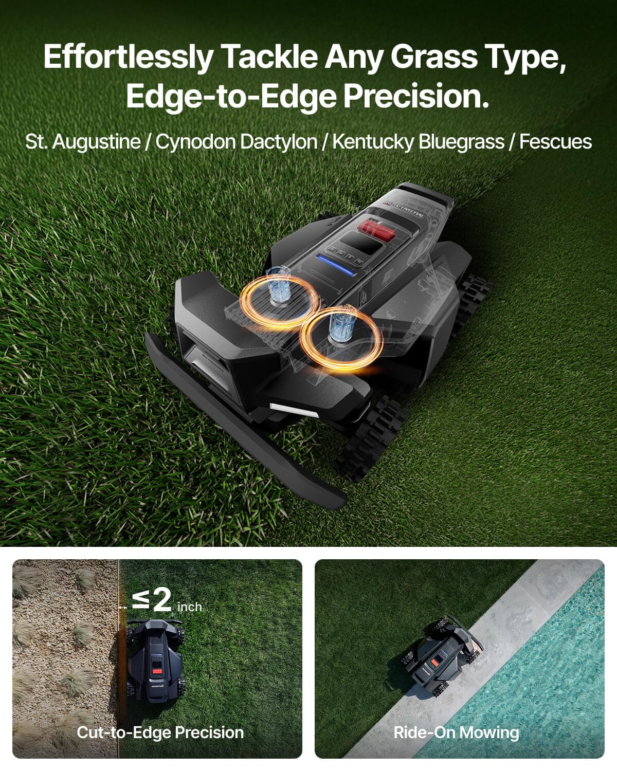 Segway Navimow X450 Robot Lawn Mower Wire Free, for up to 1.5 Acres, 4WD for 84% Slopes, Zero-Turn for Damage-Free Mowing, ORV-Tuned Lawnmower, MowMentum with 2 × 180W Motors, 0.75–4 in Cutting Height