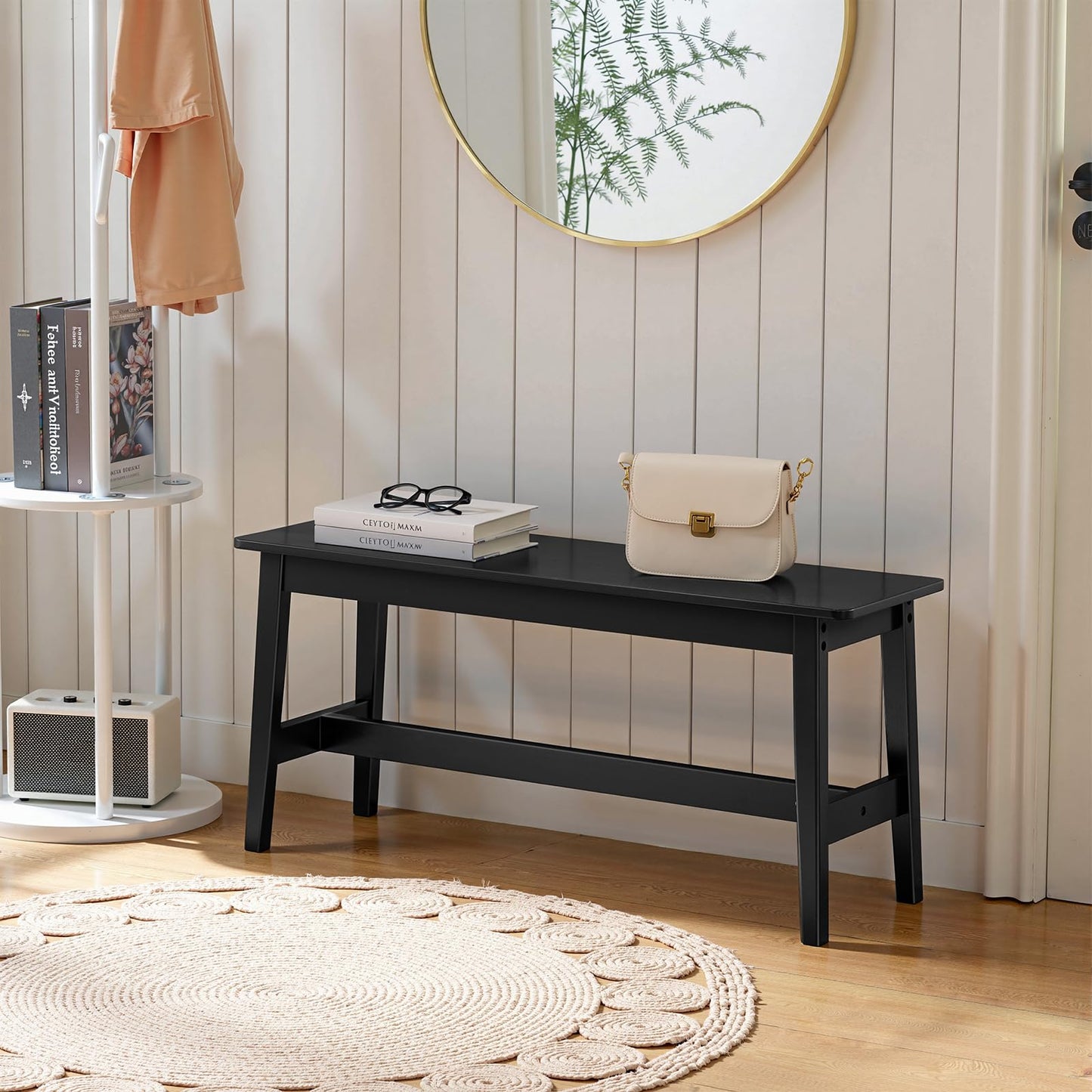 HOOBRO 39.3'' Bamboo Dining Bench, Farmhouse Kitchen Table Bench, Kitchen & Living Room Furniture, Easy to Assemble, Sturdy and Stable, Black BK03CD01G2