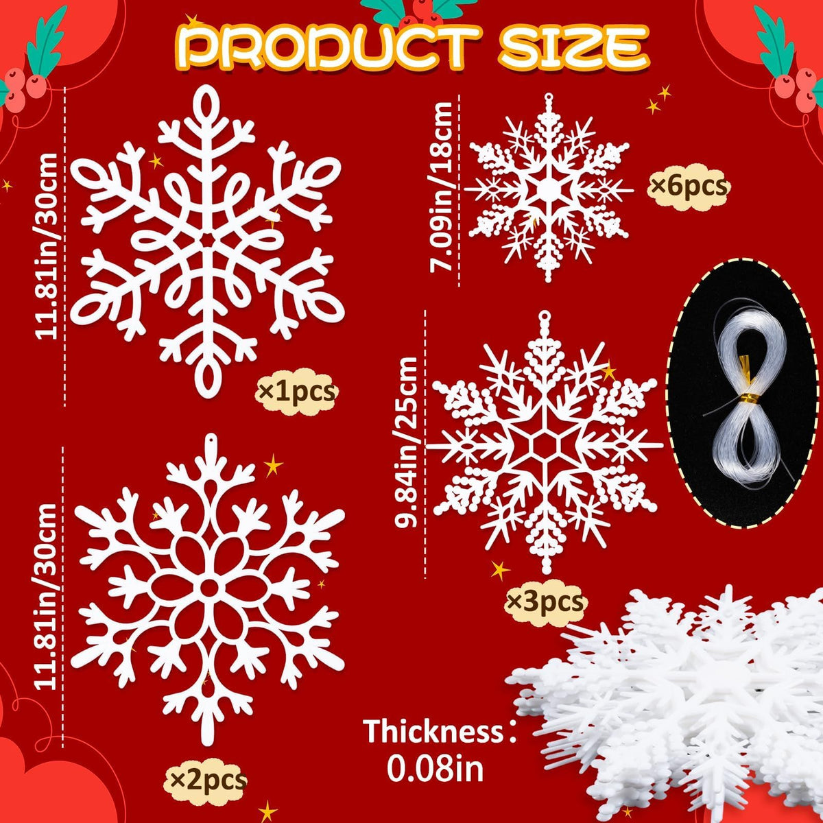 kockuu Large Christmas Hanging Snowflakes Decorations Outdoor for Tree