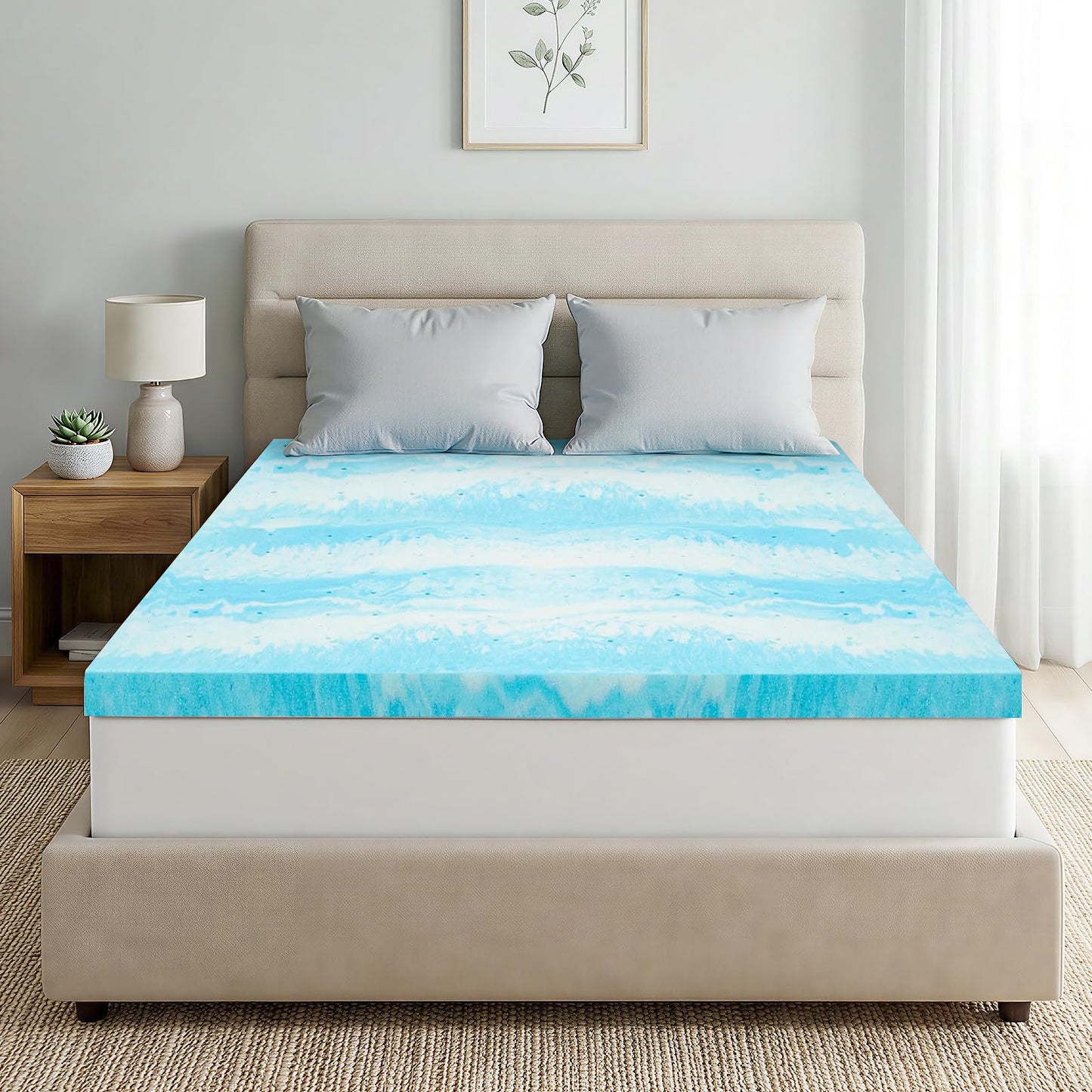 IULULU King Size Mattress Topper, 2 Inch Gel Memory Foam Topper, Light Comfort Upgrade, CertiPUR-US Certified