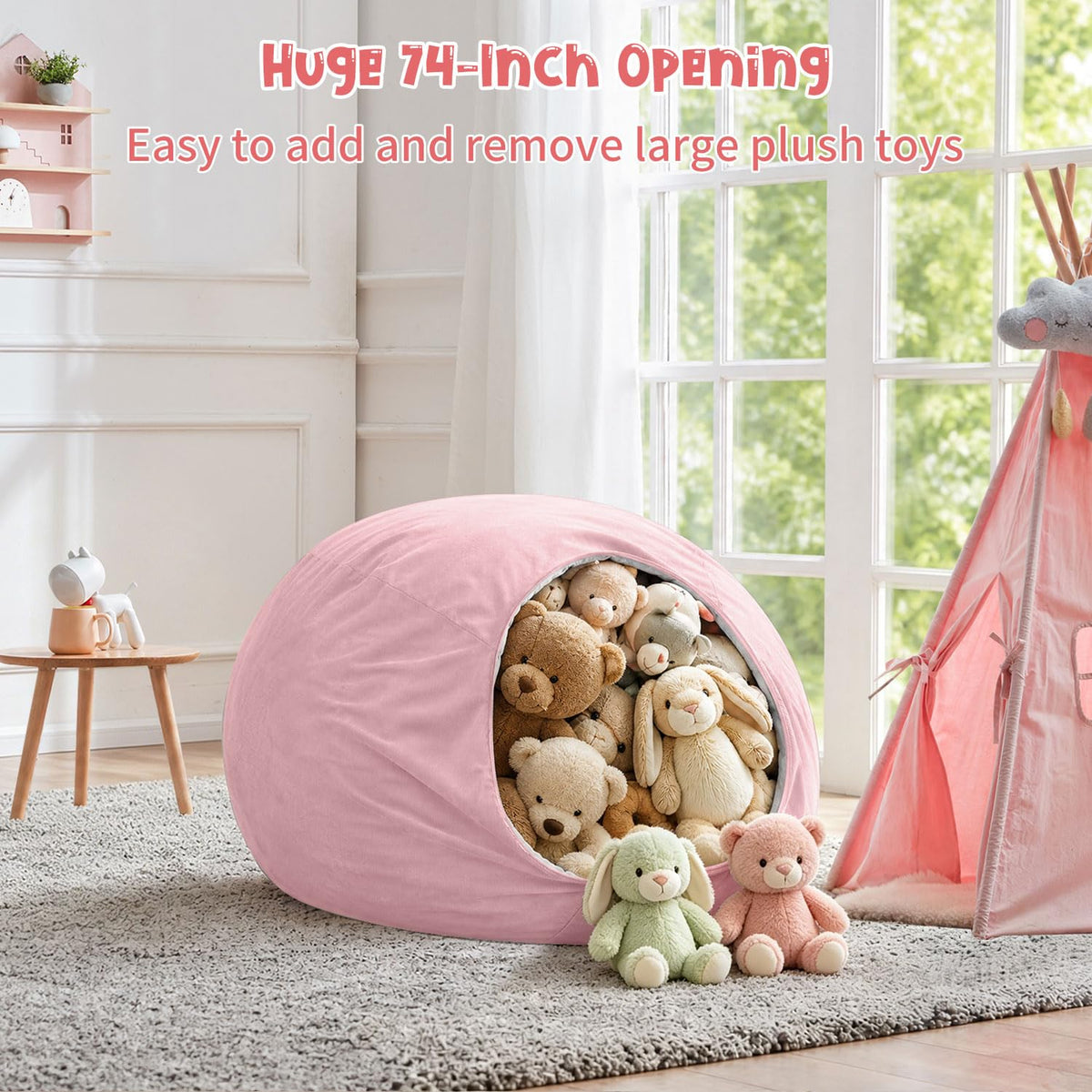 Nobildonna 2.5 ft Bean Bag Chair Cover,Pink 200L