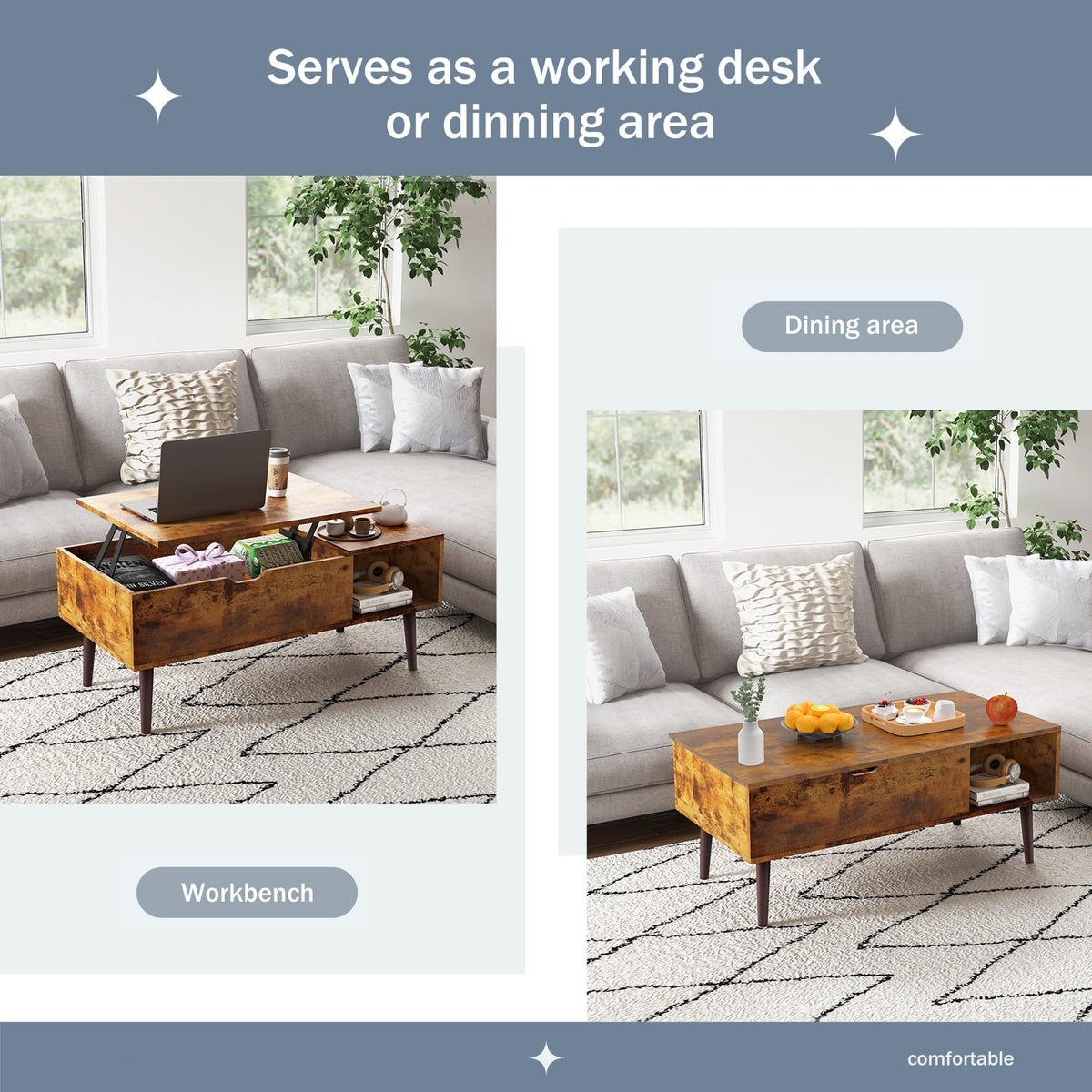 DUMOS Coffee Tables with Storage, Lifting Top for Living Room