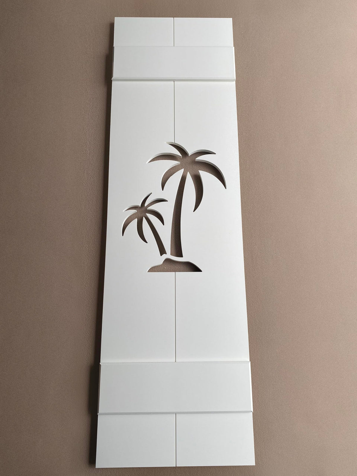 Double Palm Tree Shutter, Custom Exterior PVC, Coastal Decor-Sold Individually (Width: 11.5, Height: 28)