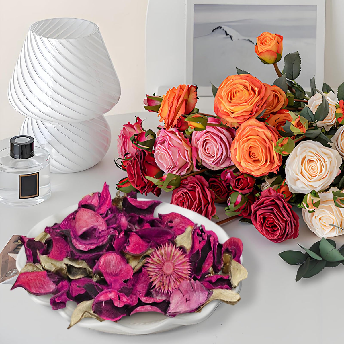 STRN Potpourri Bowl Filler, Rose Scent with Essential Oil