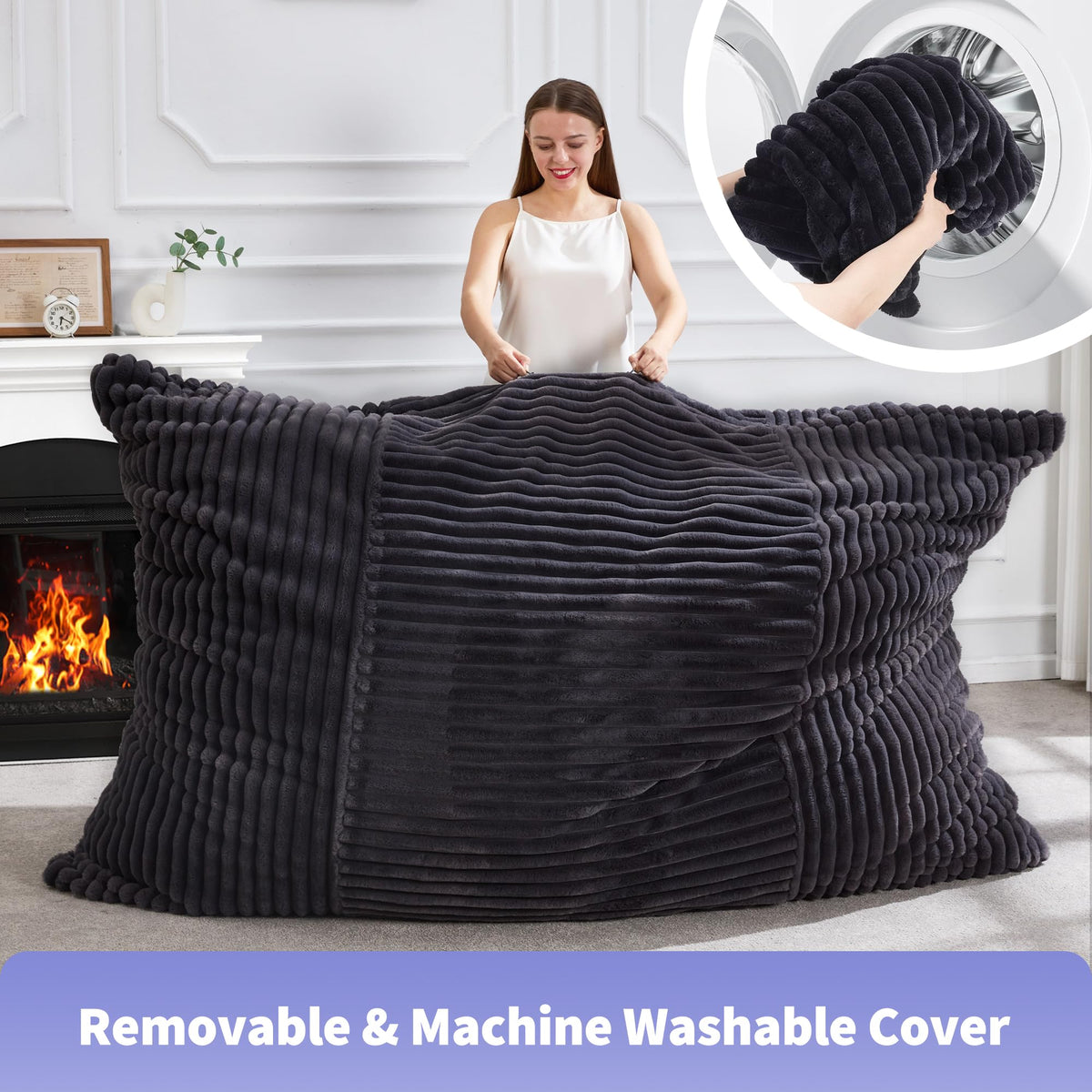 Hobestluk Adult Bean Bag Chair 3 in 1 Convertible Large Bean Bag Sofa