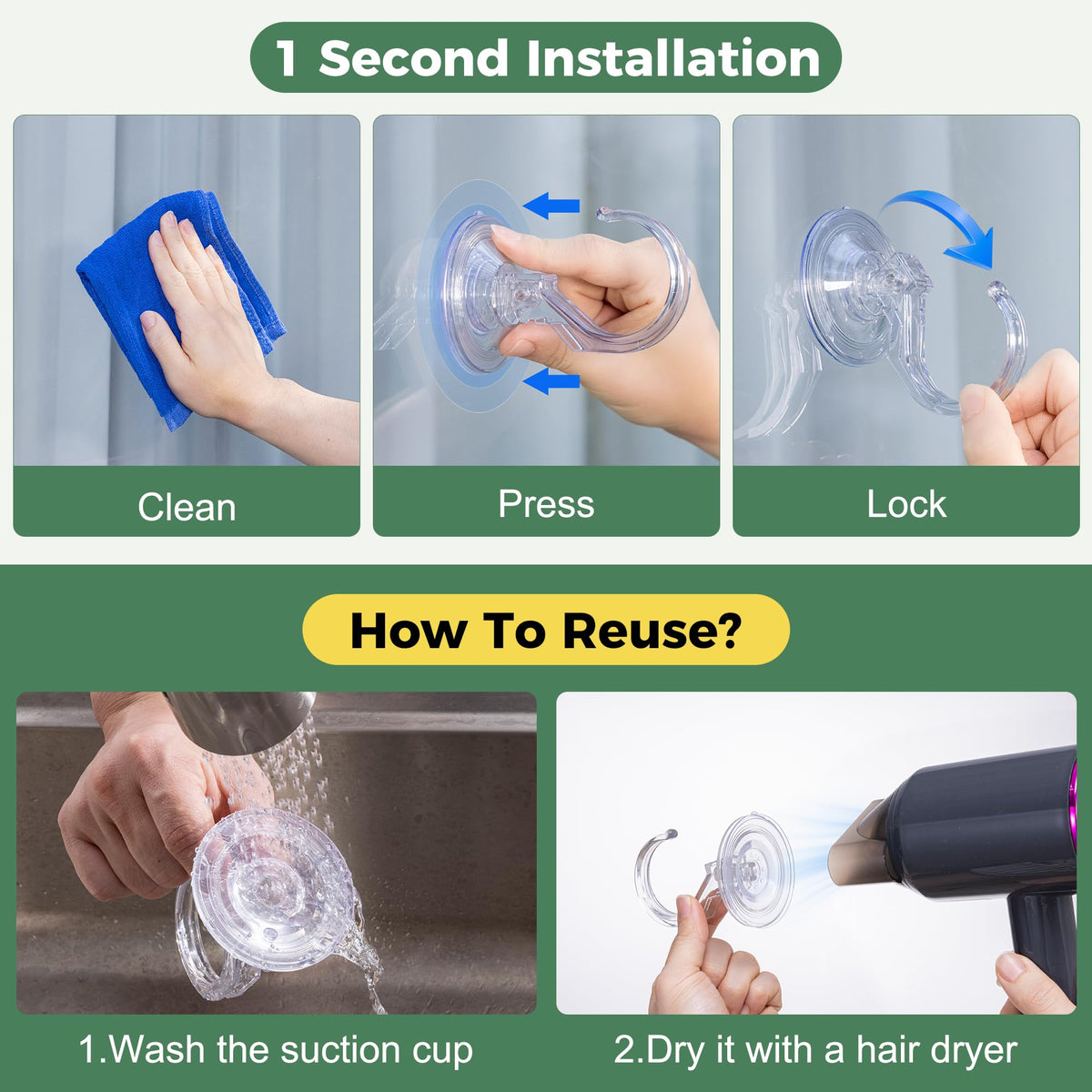 ANDGOO Suction Cup Hooks for Door Wreaths, Wreath Hangers for Front Door