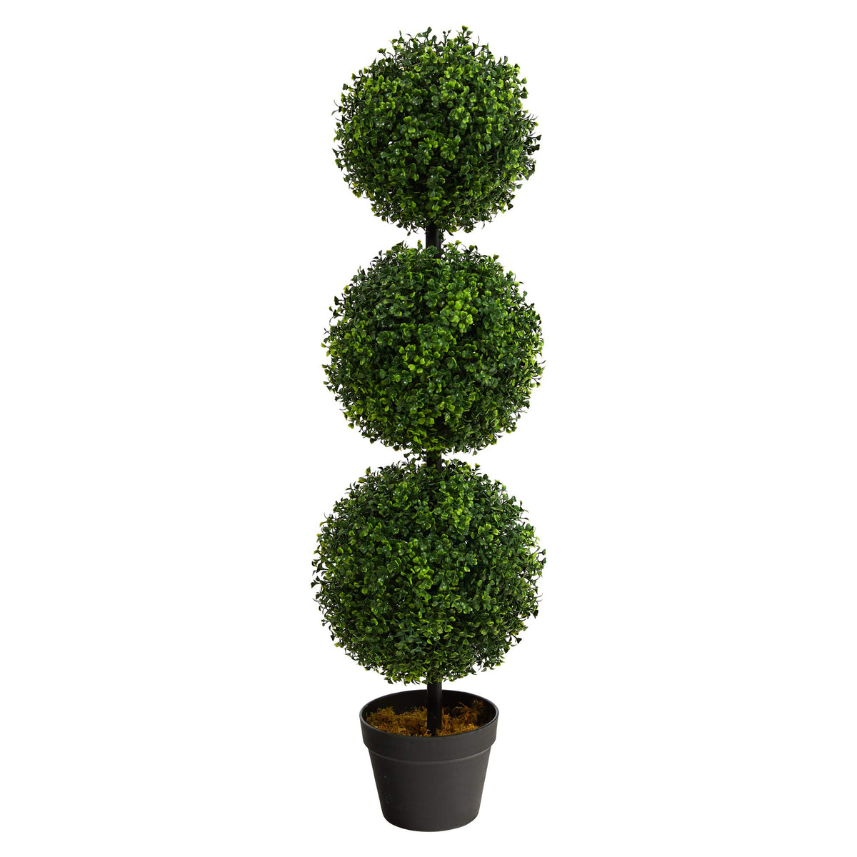 Nearly Natural 36 in Artificial Triple Ball Boxwood Topiary Tree with Pot