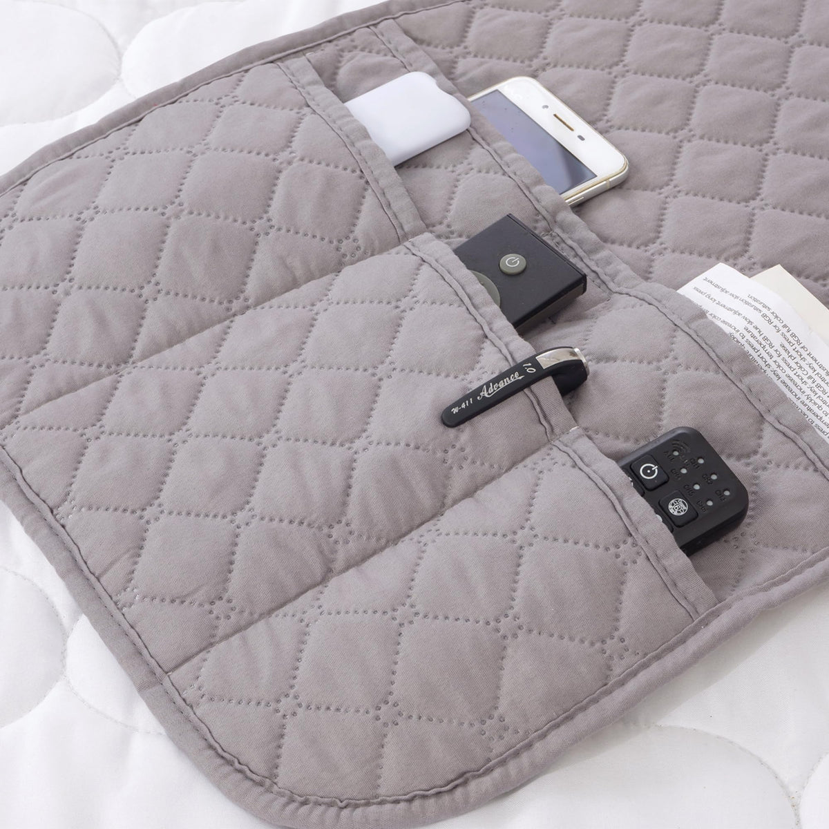 Armchair Caddy for Couch Remote Control Holder with 4 Pockets, Grey 1 Pack