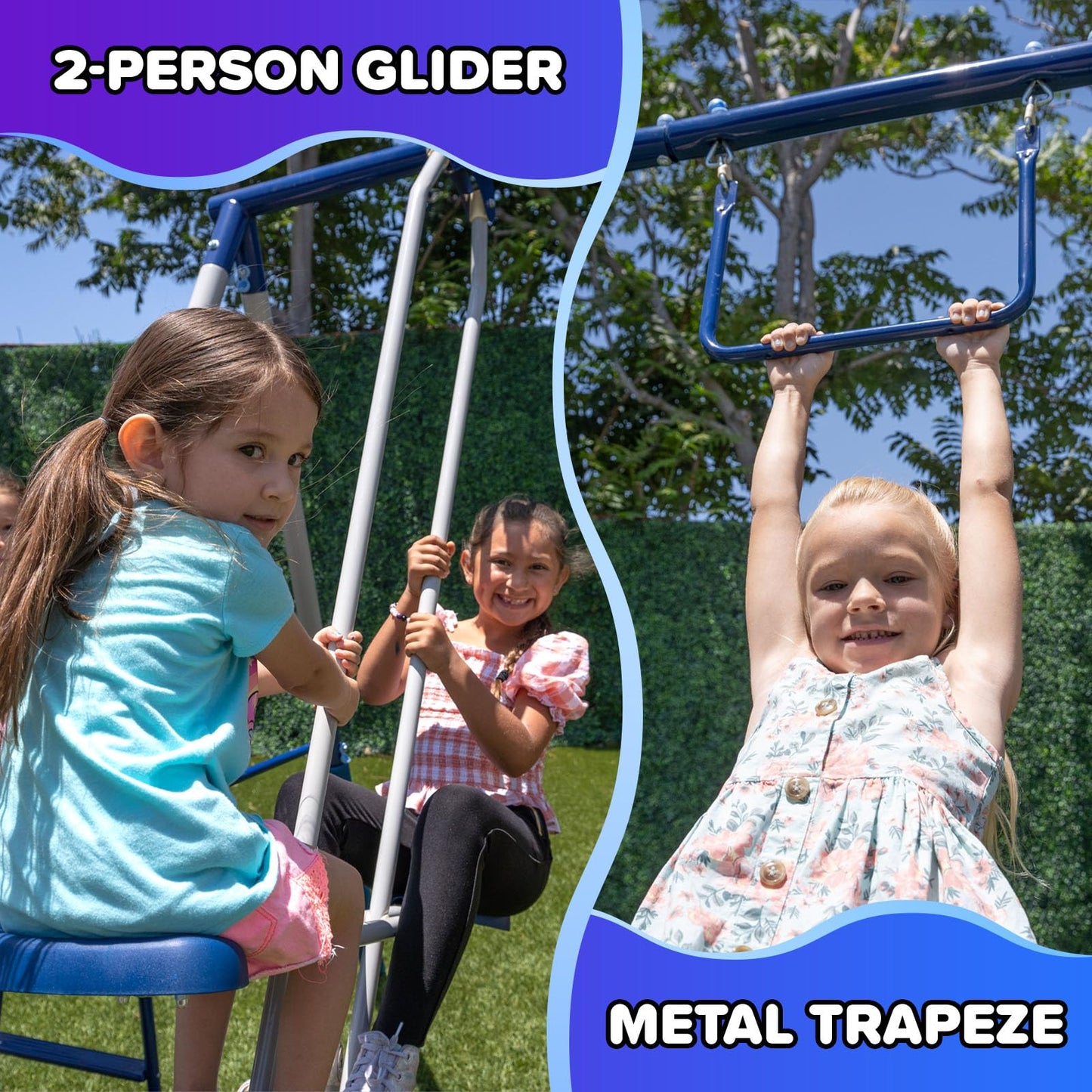 Sportspower Arcadia Metal Swing Set for Kids – Trapeze, 2-Person Glider, 5ft Slide, Anchor Kit, 6.1' Durable Steel Frame – Outdoor Backyard Playset with 600 lb Capacity