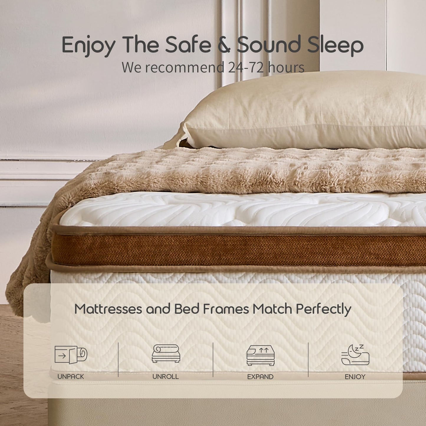 ZELBIO Full XL Hybrid Mattress, 12” Cooling Gel Memory Foam Mattress with Pocket Springs, Medium Firm, Breathable, Bed-in-a-Box