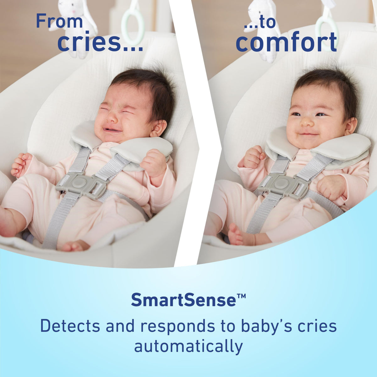 Graco SmartSense Soothing Baby Swing with Cry Detection Technology, Rori