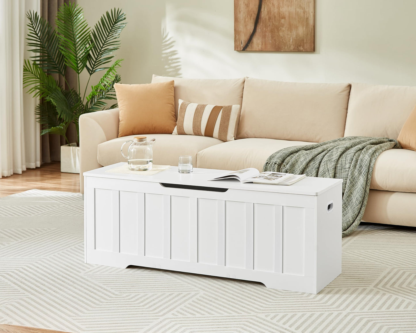 VANKILEY 51.2" Storage Chest Extra Large,Wooden Storage Bench,White