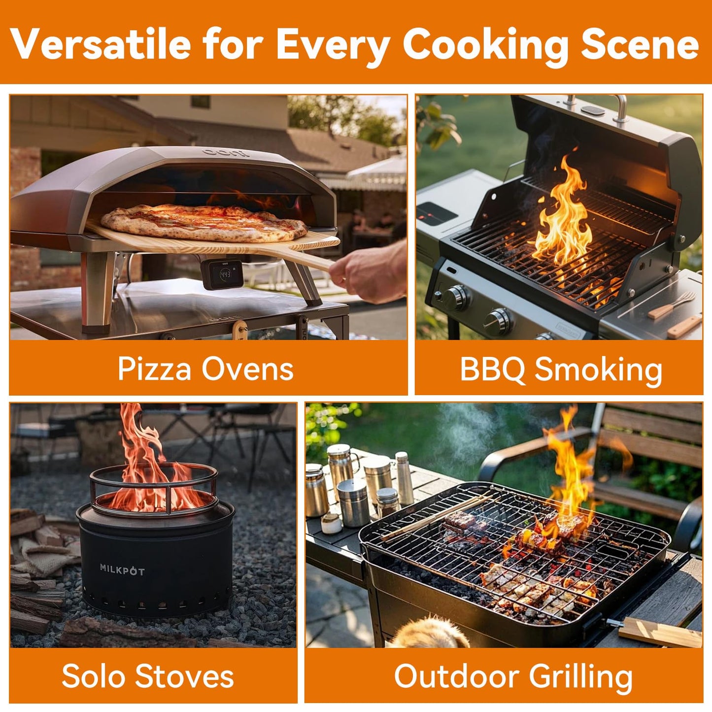 Hickory Pizza Oven Wood 6 Inch, 15 lbs Box – Kiln Dried & Bark-Free Firewood for Pizza Ovens, BBQ Smoking & Grilling – Premium Hickory Wood Logs for Ooni, Gozney, Solo Stove, Bertello