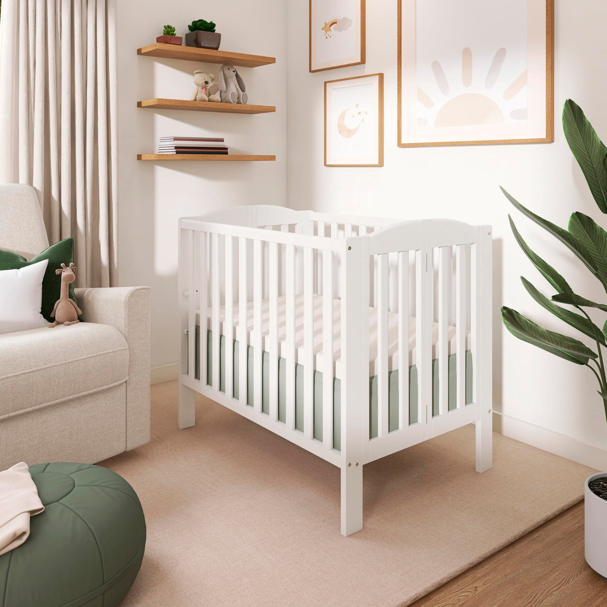 Dream On Me Mini Folding 3-in-1 Portable Baby Crib, Sturdy Locking Wheels