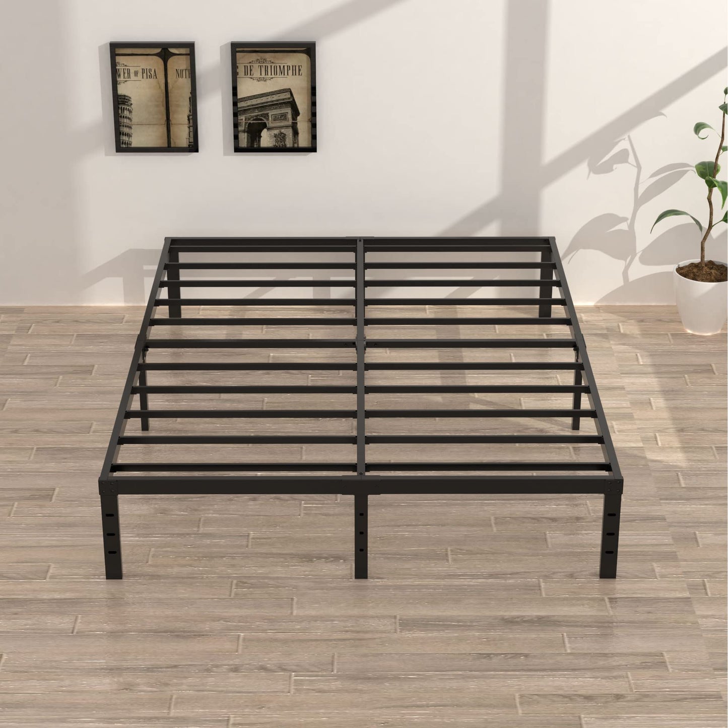 Upcanso 16 Inch California King Bed Frames No Box Spring Need, Platform Cal King Bed Frame with 14 Inch Storage, 3500 lbs Heavy Duty Metal Slats Support, Easy Assembly Mattress Foundation