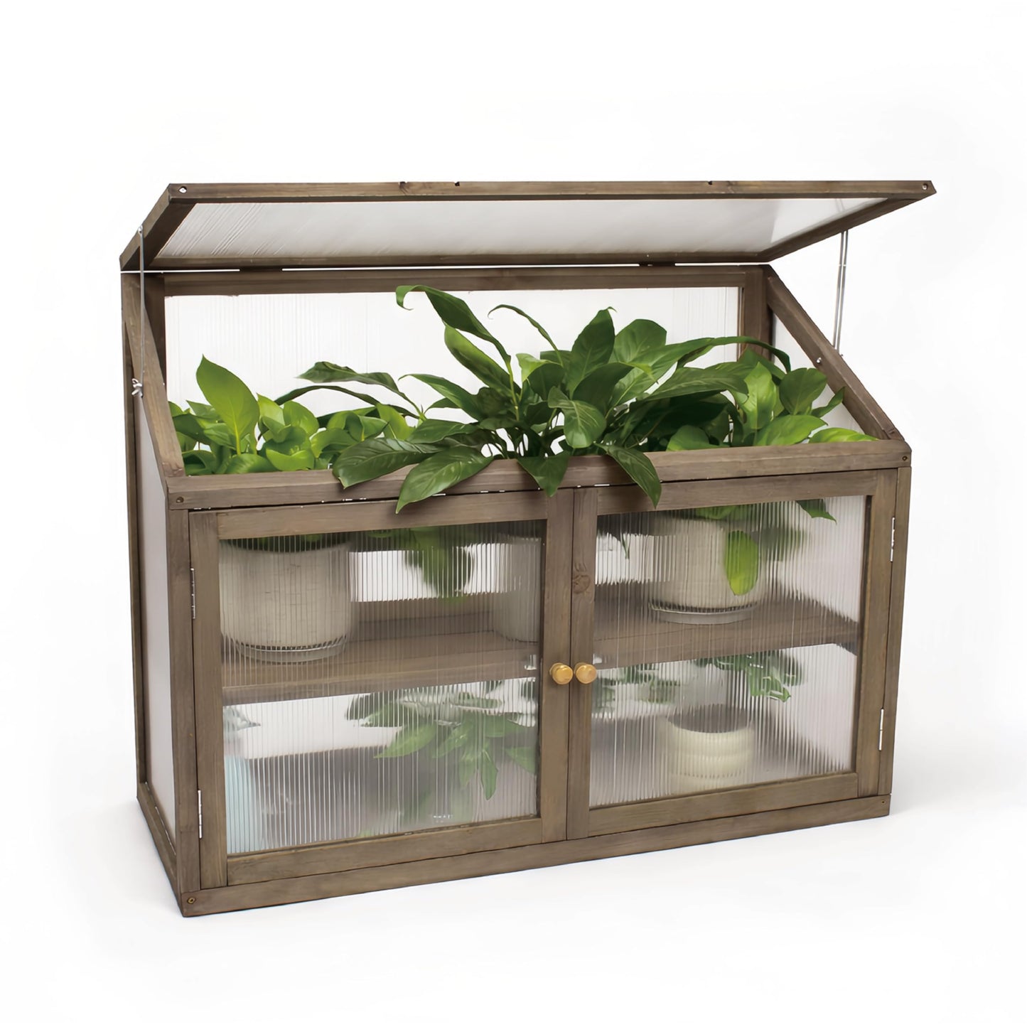 Beipoo 2-Tier Wooden Greenhouse with Adjustable Vent & Shelf, Outdoor Raised Planter Box with Enhanced Drainage, Solid Fir Wood Cold Frame for Patio and Garden