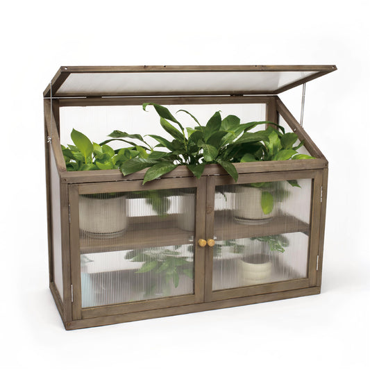 Beipoo 2-Tier Wooden Greenhouse with Adjustable Vent & Shelf, Outdoor Raised Planter Box with Enhanced Drainage, Solid Fir Wood Cold Frame for Patio and Garden