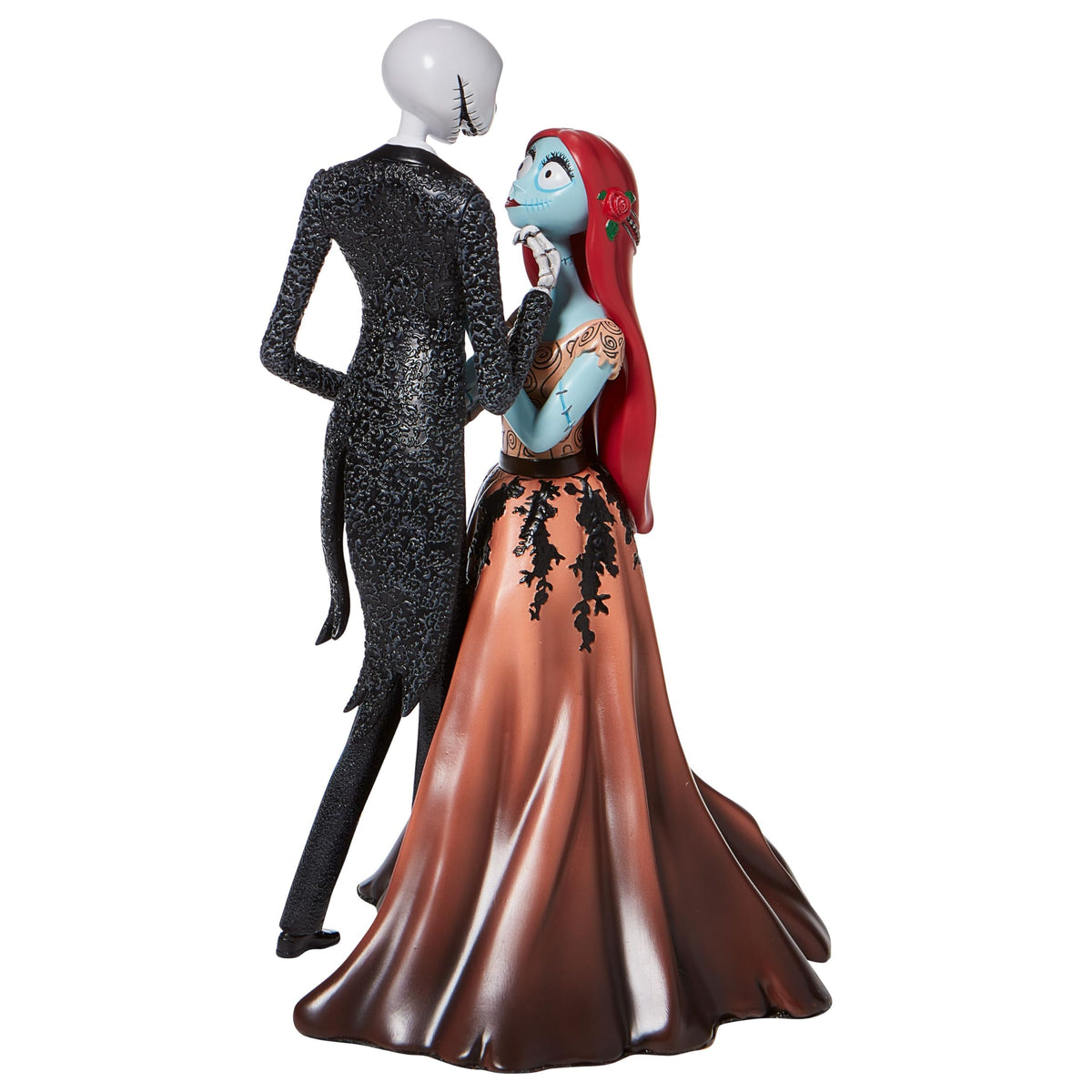 Enesco Disney Showcase Couture de Force The Nightmare Before Christmas Jack and Sally Embracing Figurine- Resin Hand Crafted Painted Collectible Halloween Disney Figurines Home Decor Statue, 9.5 Inch