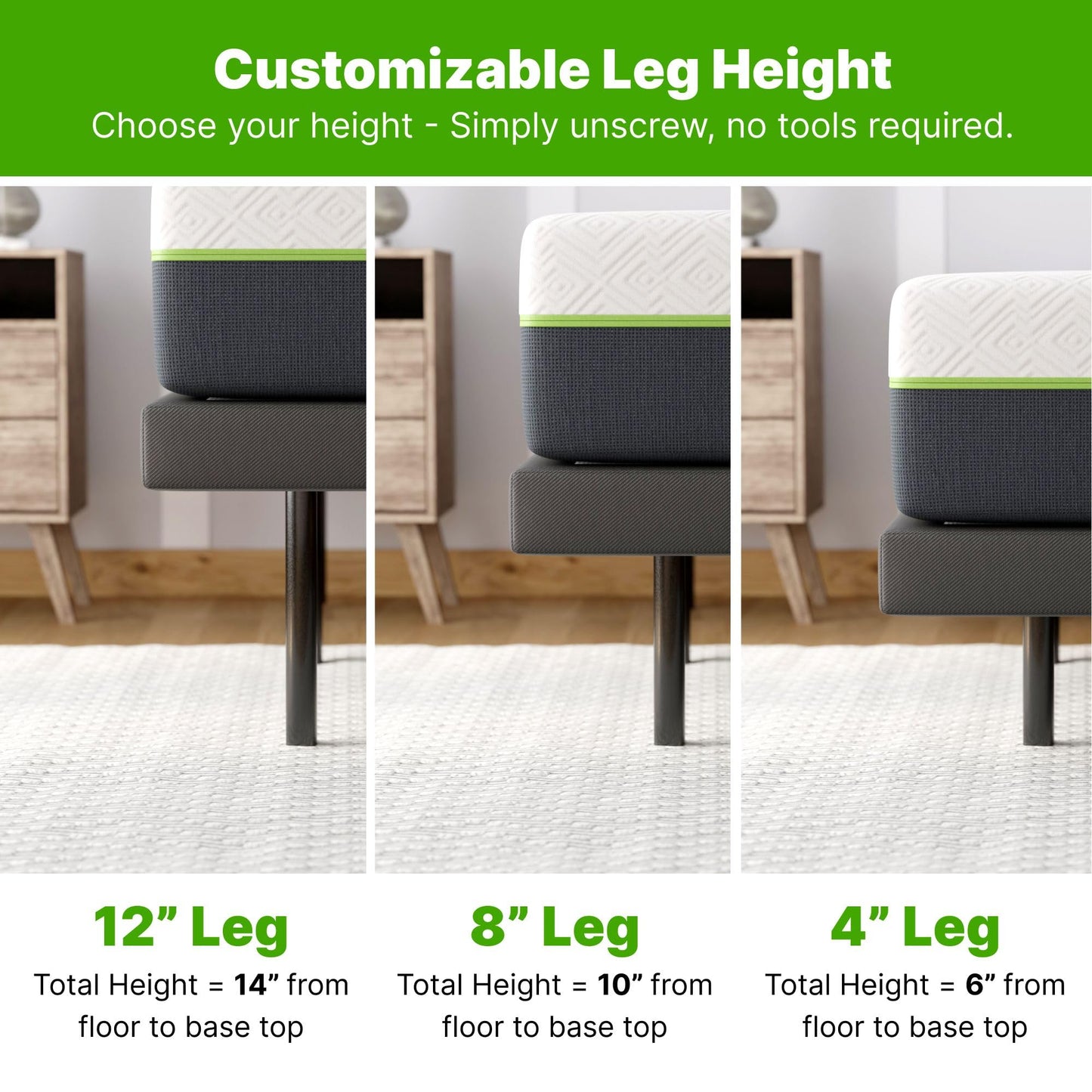 GhostBed Adjustable Base + Signature Hybrid 12” Split King Mattress Bundle – Cooling Memory Foam & Innerspring Hybrid Bundle – Electric Adjustable Bed Frame Power Base with Zero Gravity, Massage