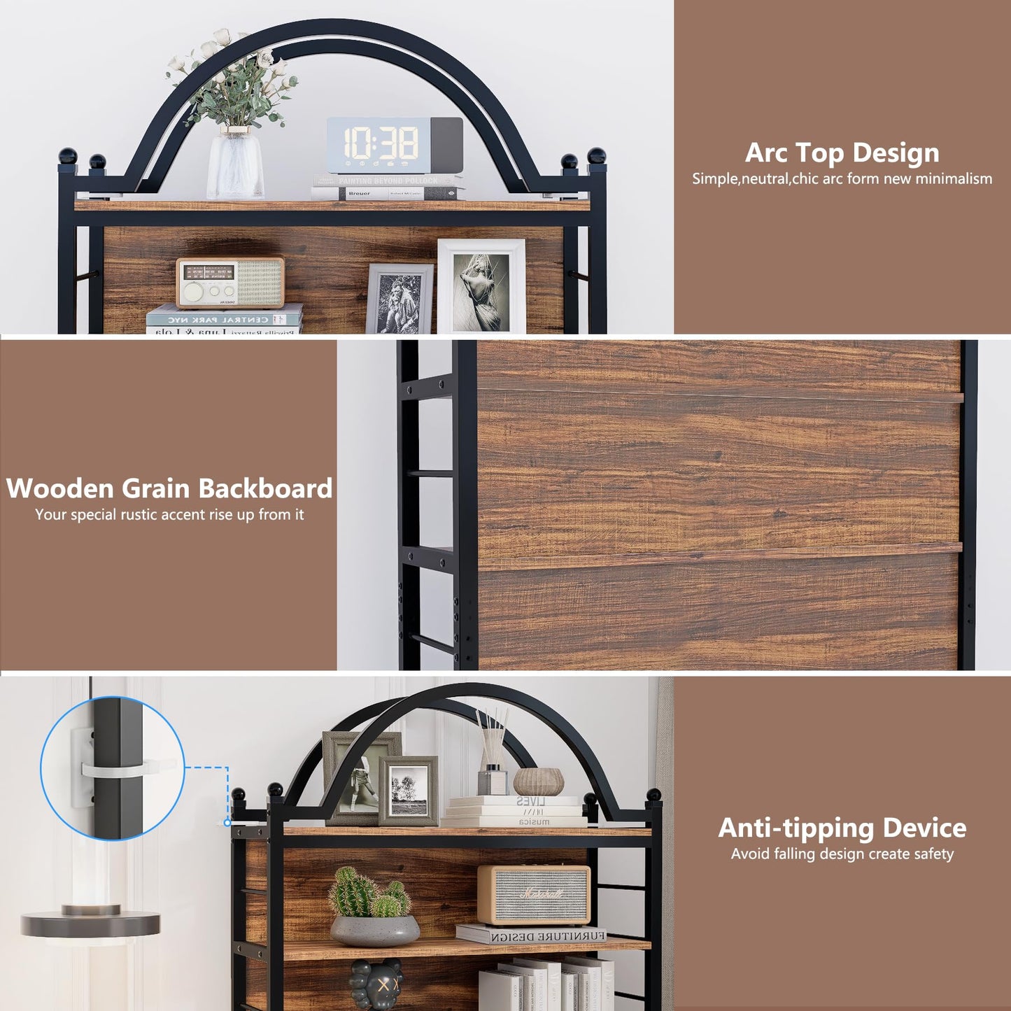 MUVJUG CD Storage Rack Holds 400+ CDs, 8-Tier CD DVD Storage Tower Organizer, Large Media Storage Shelf with Adjustable Feet for Living Room Bedroom Home Entertainment, Rustic Brown