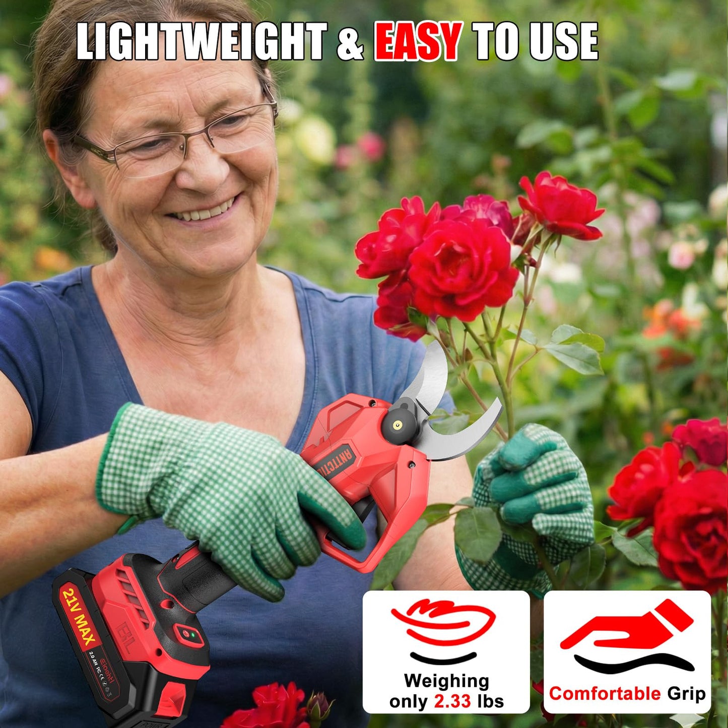 ANTTCTIG Upgraded Electric Pruning Shears, Big 2.56'' Cutting Diameter Cordless Pruner for Gardening with Dual 2.0AH Batteries & Extra Replacement Blades, Branch Cutter for Tree & Flower Trimming