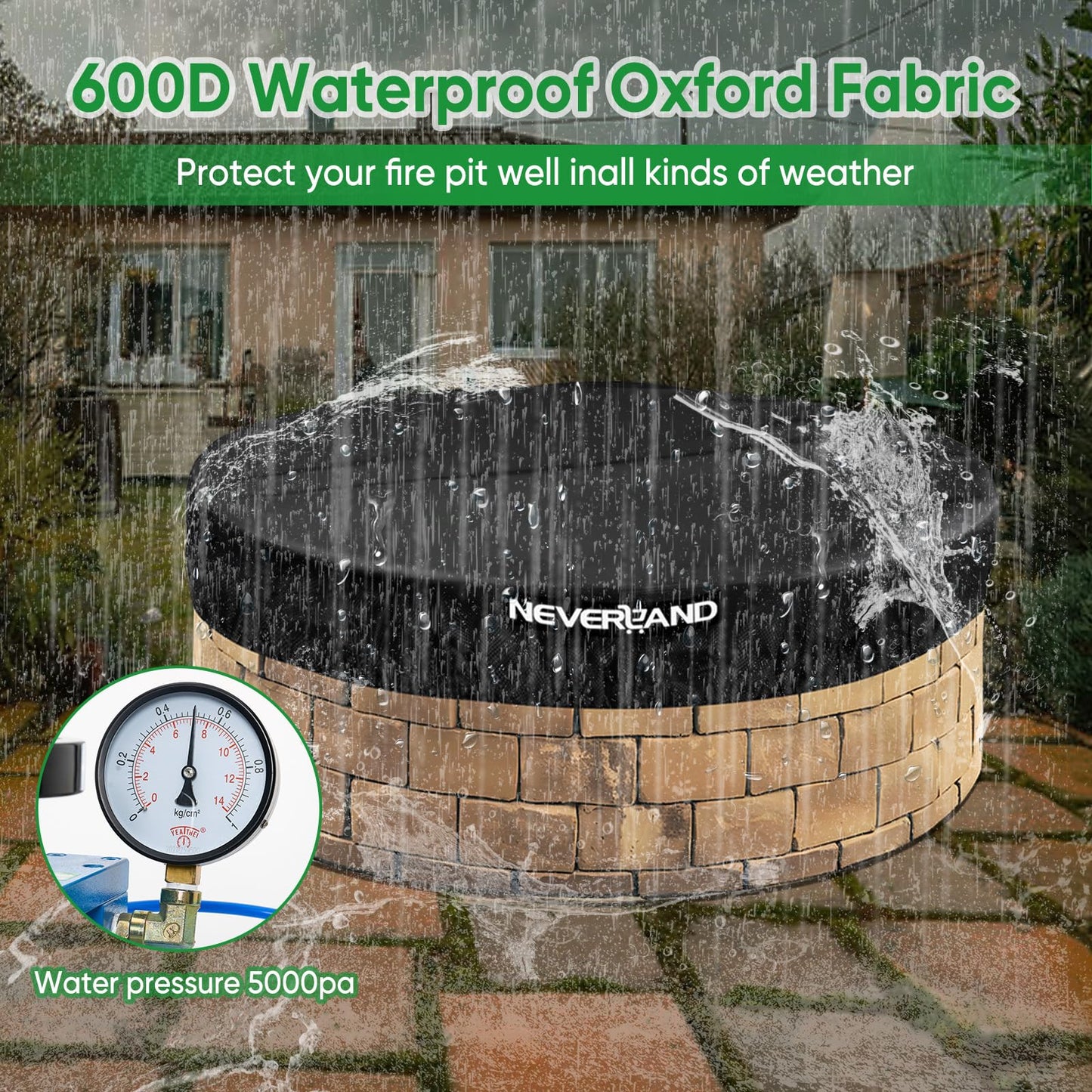 Fire Pit Cover Round, 52-57" Outdoor firepit cover for In-Ground Fire Pits