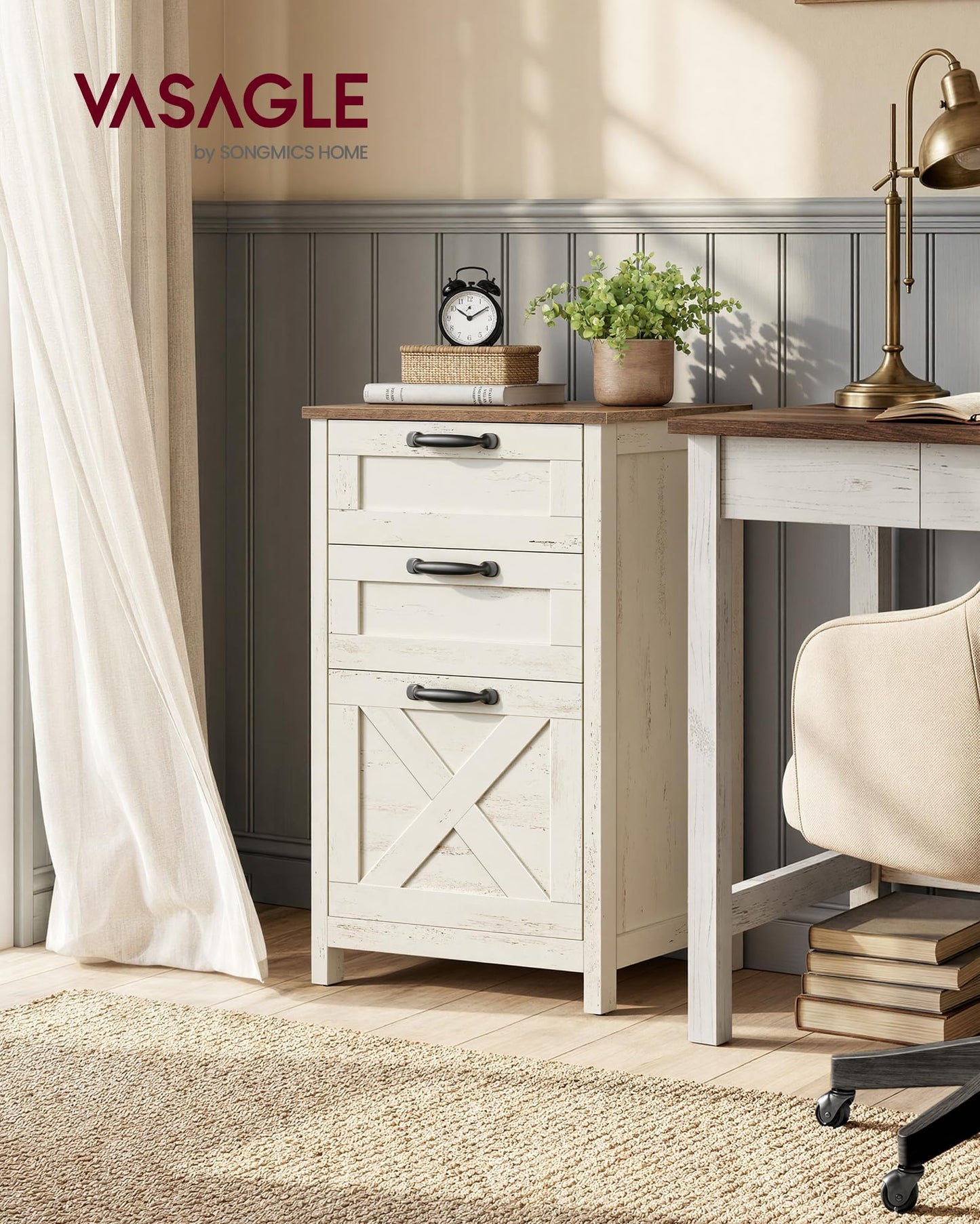VASAGLE File Cabinet, 3-Drawer Filing Cabinet for Home Office