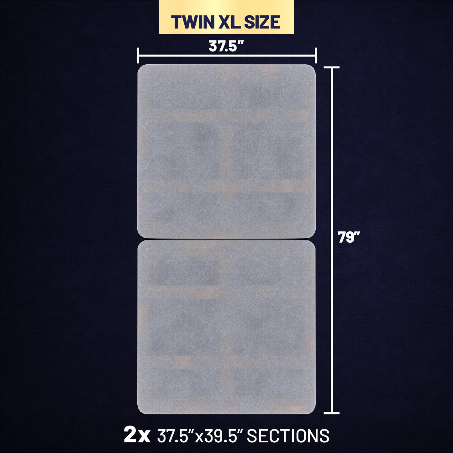 Treaton, Premium 38mm Split Wood Bunkie Board Twin XL Size Bed - 2-Piece Under Mattress Support Board, Fully Assembled, Fabric Ventilation Cover - Replaces Wooden Slats or Box Spring for Bed Frames