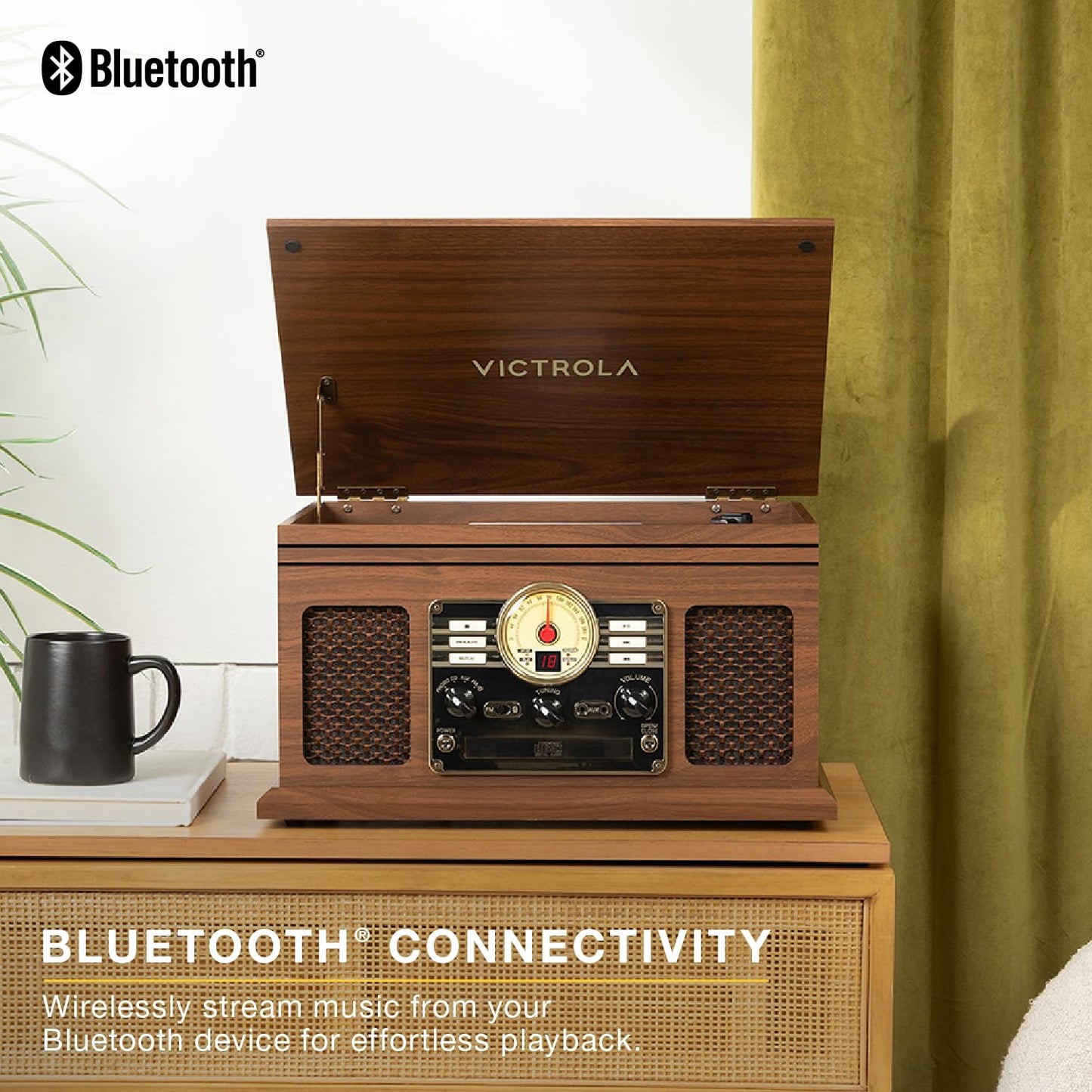 Victrola Quincy - 6-in-1 Bluetooth Record Player - Walnut
